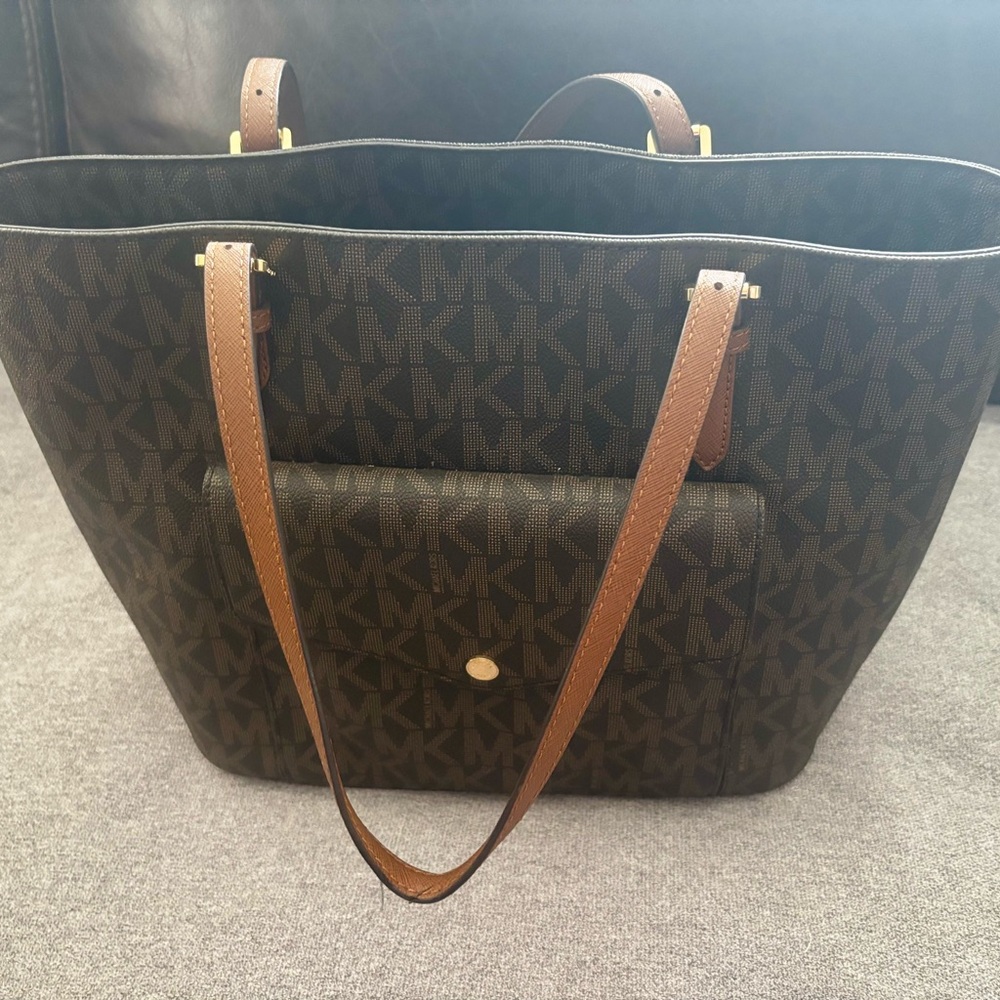 Michael Kors Black and Brown Signature Tote